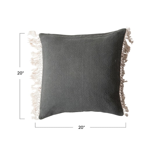 Hello Honey® 20" Teal Soft Cotton Pillow with Fringe